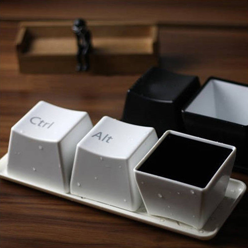 CJ235 Hot 1 Set of 3pcs Ctrl ALT DEL Keyboard Key Design Coffee Tea Cup Container Secondary image