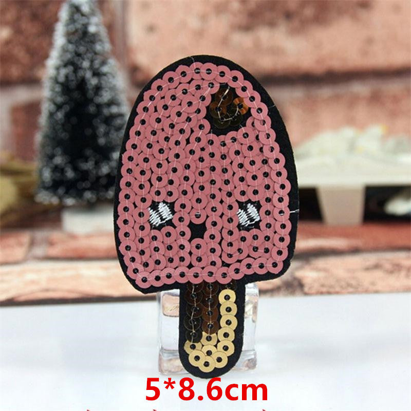 Cute Sequins Cartoon Fruit lip panda Patches embroidered patches for clothes wedding clothing DIY patchwork fabric
