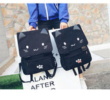 Women's Backpack Cute Cat Canvas Laptop Backpacks  School Bags for Teenage Girls Black Printing Rucksack Women Mochilas Mujer