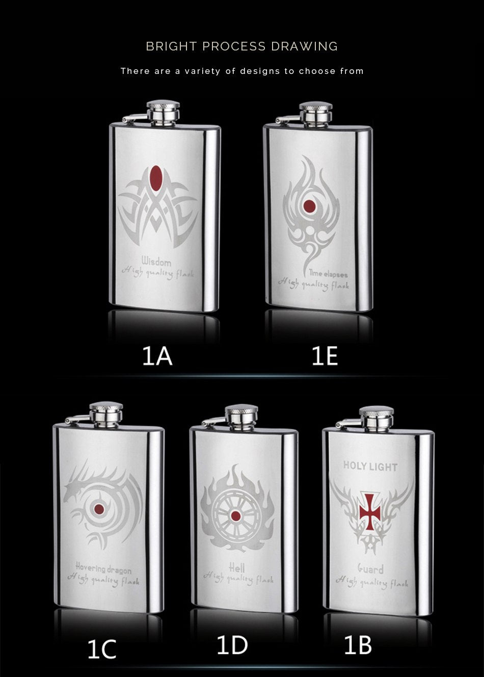 NEW 5 styles Creative Mirror drawing Stainless steel Flagon my Liquor Whisky Alcohol vodka Hip Flask Portable outdoor wine pot Main image