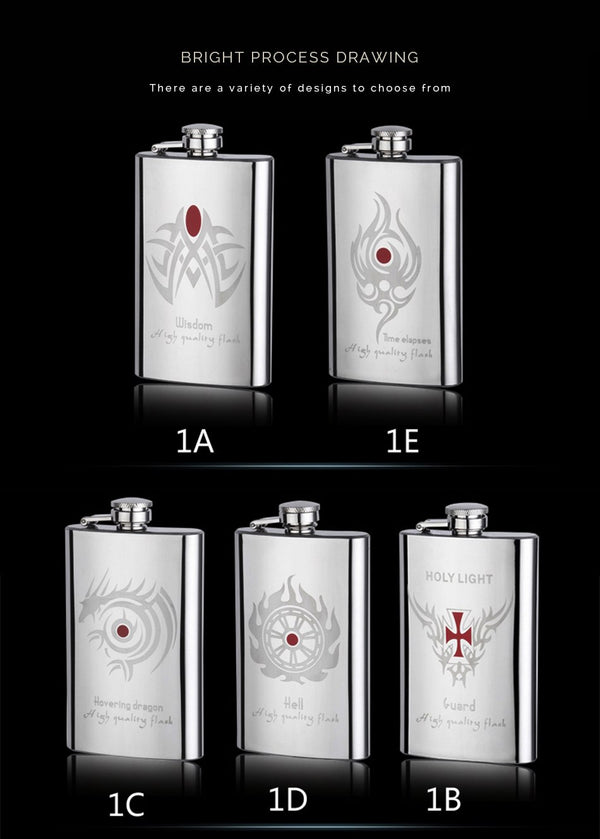 NEW 5 styles Creative Mirror drawing Stainless steel Flagon my Liquor Whisky Alcohol vodka Hip Flask Portable outdoor wine pot