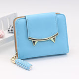 Korean Cute Cat Anime Leather Trifold Slim Mini Wallet Women Small Clutch Female Purse Coin Card Holder Dollar Bag Cuzdan