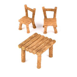3pcs/Set Table Chair Resin Craft Micro Landscape Ornament Fairy Garden Miniature Terrarium Figurine Christmas Decoration