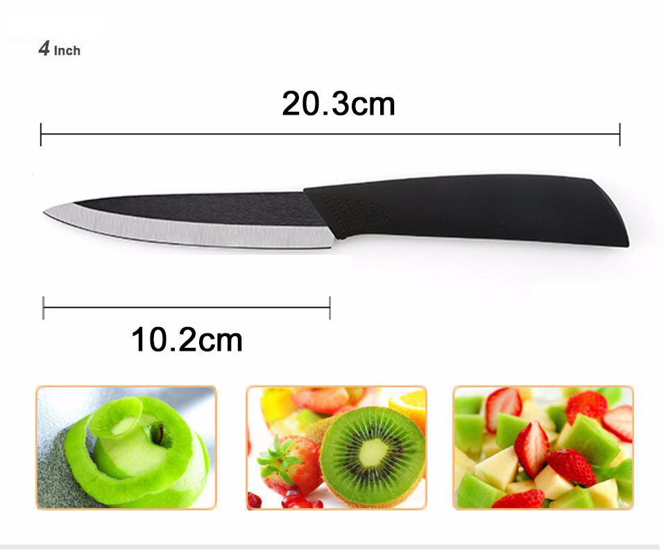High quality brand black blade kicthen ceramic knife set 3" 4" 5" 6"inch+peeler+Acrylic Holder/stand Chef Kitchen knife