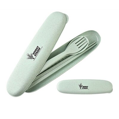 Portable Travel Cutlery Tableware Set Wheat Straw Dinnerware Sets Camping Picnic Kids School Gift Kitchen Tools