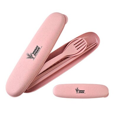 Portable Travel Cutlery Tableware Set Wheat Straw Dinnerware Sets Camping Picnic Kids School Gift Kitchen Tools