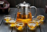 CJ262 Hot Sale Heat Resistant cup Kettle Teapot Flower Tea Set Pu'er Coffee Tea Pot Drinkware Set Stainless Steel Strainer