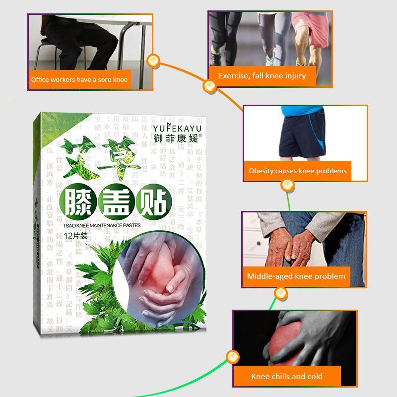 12pcs/box Knee moxa Hot moxibustion plaster Leg Pain Relief Wormwood Sticker Self Heating warming meridians Patches plaster Main image