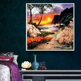 DIY 5D Partial Diamond Embroidery sunset Round Diamond Painting Cross Stitch Kits Diamond Mosaic Home Decoration