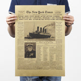 Classic The New York Times History Poster Titanic Shipwreck Old Newspaper Retro Kraft Paper Home Decoration