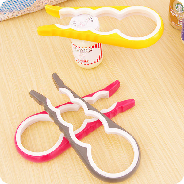 Creative Multifunction 1 pc 4 in 1 Gourd-shaped Can Opener Plastic + Rubber Jar Opener Screw Cap Jar Bottle Wrench