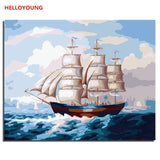 Sea cruise boat Set Sail Digital Painting DIY Handpainted Oil Painting by numbers oil paintings chinese scroll paintings
