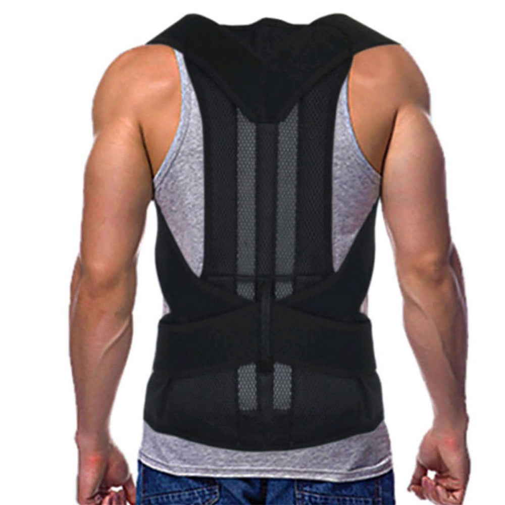 Adjustable Black Back Posture Corrector Shoulder Lumbar Spine Brace Support Belt Health Care for Men Women Unisex Main image