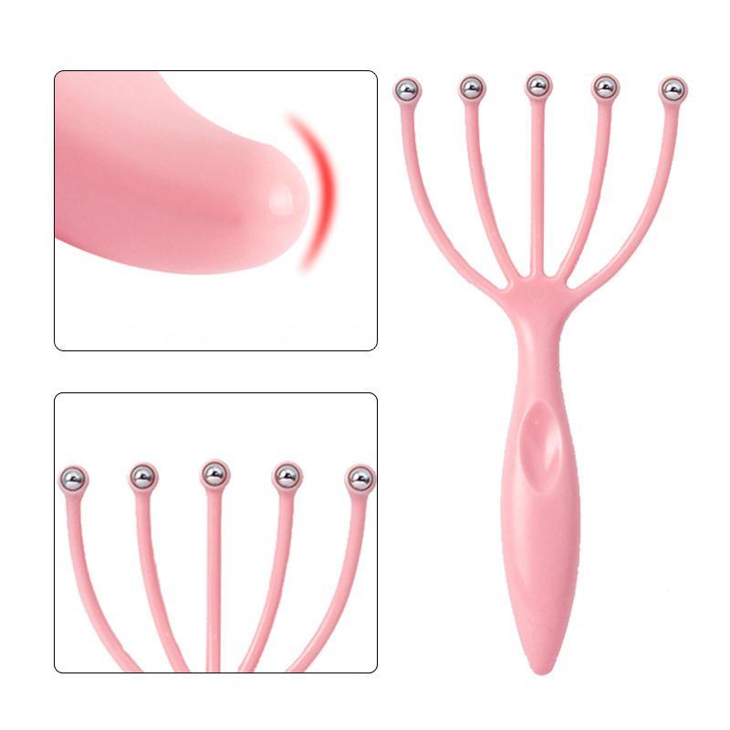 Five Finger Relax Massager Head Hair Held SPA Scalp Neck Stress Release Head Physician Steel Ball Massage Relaxation 1Pc