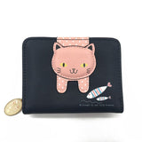 Women cute cat wallet small zipper girl wallet brand designed pu leather women coin purse female card holder wallet