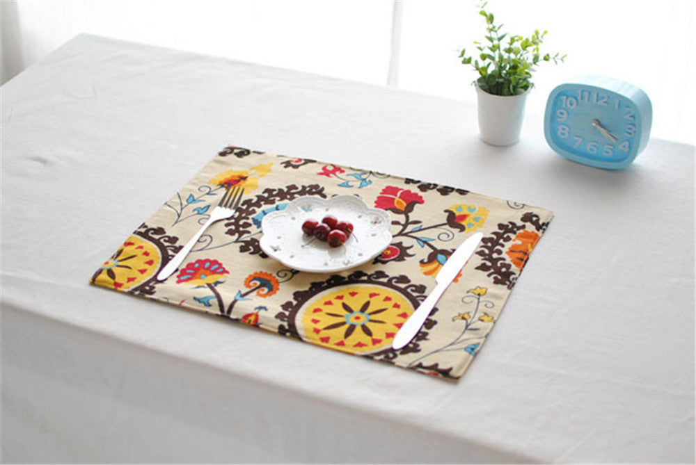 BZ812 Table mats Tableware mats Pads table mat cotton fabric Chinese art table insulation pad Western-style food bowl pad