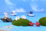 XBJ143 Mini 10pcs Cute little white rabbit decoration supplies moss micro landscape deco  Garden deco Creative handicrafts