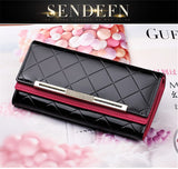 Women's Wallets Women Cowhide Leather Wallet Luxury Design Ladies Party Clutch Patent Leather Purses Long Card Holder