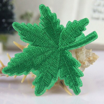 Cute 2 pcs Mixed Colors Fabric Sticker Patches Embroidered Iron on Patch Maple Leaf Sticker Garment Clothing Applique
