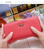 women long clutch Wallets female Fashion PU Leather Bowknot coin bag phone purses Famous designer lady cards holder wallet