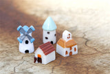 XBJ050 The windmill house 4pcs moss micro landscape decoration resin decoration creative arts and crafts Castle houses