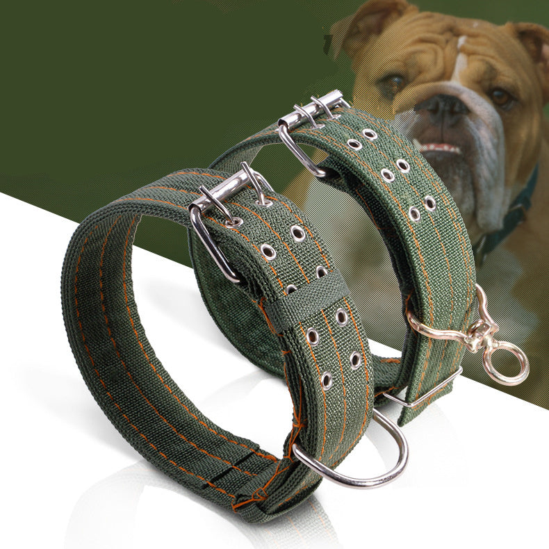 Army Green Canvas Pet Dog Collar Neck Strap Adjustable dog Cat Strap Collar for Medium Large Dog Golden Goode Cattle Collar