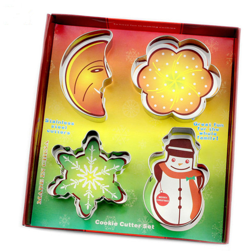 DIY Baking mould Stainless Steel CHRISTMAS Cookie Cutter Set,include Moon, Plum flower,snowflake,Snowman Main image
