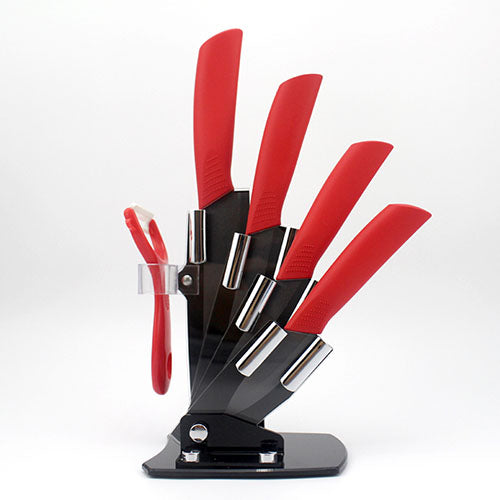 High quality brand black blade kicthen ceramic knife set 3" 4" 5" 6"inch+peeler+Acrylic Holder/stand Chef Kitchen knife
