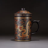 Round purple queen of Pu'er Filter tea cup ceramic cups office cups gift travel kung fu for teas 300ML