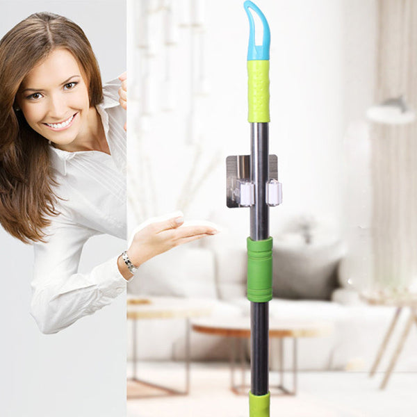 Multifunctional Traceless Sucker Hook Mop Holder Wall Mounted Kitchen Bathroom Suction Cup Rag/Broom/Mop Rack Storage Holder