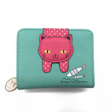 Women cute cat wallet small zipper girl wallet brand designed pu leather women coin purse female card holder wallet