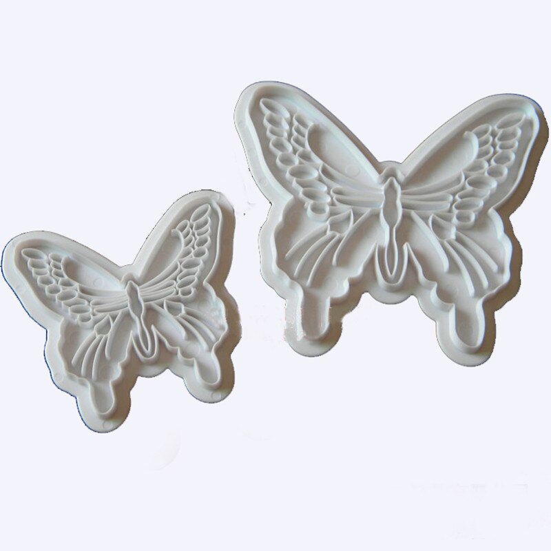 Butterfly Shape 2 pcs/lot Cake Mold 2 Sizes Food-Grade Plastic Fondant Decorating Cookie Plunger Cutters DIY Baking Molds Secondary image