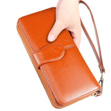 Women Wallet Leather Card Coin Holder Money Clip Long Clutch Phone Wristlet Trifold Zipper Cash Photo Famous Brand Female Purse