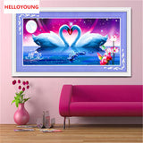 DIY 5D Diamonds Embroidery Only Love Two swans Magic cube Round Diamond Painting Cross Stitch Diamond Mosaic Home Decor