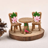 3pcs/Set Table Chair Resin Craft Micro Landscape Ornament Fairy Garden Miniature Terrarium Figurine Christmas Decoration