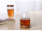 Double Glass Cup Coffee Mugs Tea Cup Transparent Heat-resistant Glass Cups With Bamboo Insulation Cup Lid Creative Wholesale