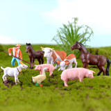 3pcs/lot farm PVC craft gift landscape DIY plastic animal ornaments farmer horse cow duck duck pig goat
