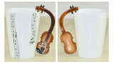 Creative Music Violin Style Guitar Ceramic Mug Coffee Tea Milk Stave Cups with Handle Coffee Mug Novelty Gifts