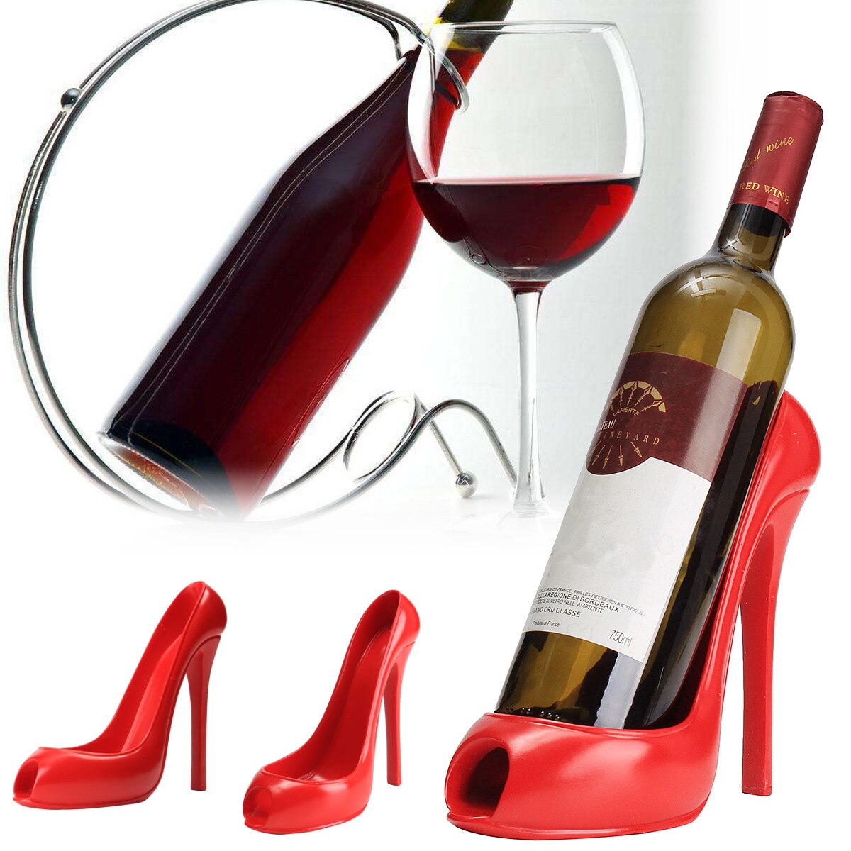 High Heel Shoe Wine Bottle Holder Hanger Red Wine Rack Support Bracket Bar Accessories Table Decoration Modern Style Main image