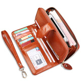 Women Wallet Leather Card Coin Holder Money Clip Long Clutch Phone Wristlet Trifold Zipper Cash Photo Famous Brand Female Purse