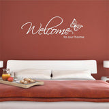 Stickers Muraux Home Decor 'Welcome To Our Home' Text Patterns Wall Stickers Home Decor Living Room Decorative Stickers