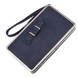 New bow lunch box bag litchi pattern wallet the long section of the phone package Money bags women's wallet wallet-fem