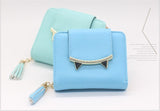 Korean Cute Cat Anime Leather Trifold Slim Mini Wallet Women Small Clutch Female Purse Coin Card Holder Dollar Bag Cuzdan