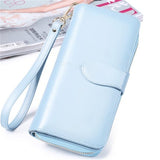 Women Wallet Leather Card Coin Holder Money Clip Long Clutch Phone Wristlet Trifold Zipper Cash Photo Famous Brand Female Purse