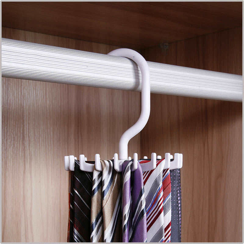 Neck Tie Holder Space Saving Multifunction 1 PC Plastic 20 Hooks 360 Degree Rotating Belt Rack Neck Tie Hanger