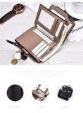 Elegant casual men's wallet vertical section multi-function card holder PU genuine multi-card buckle purse