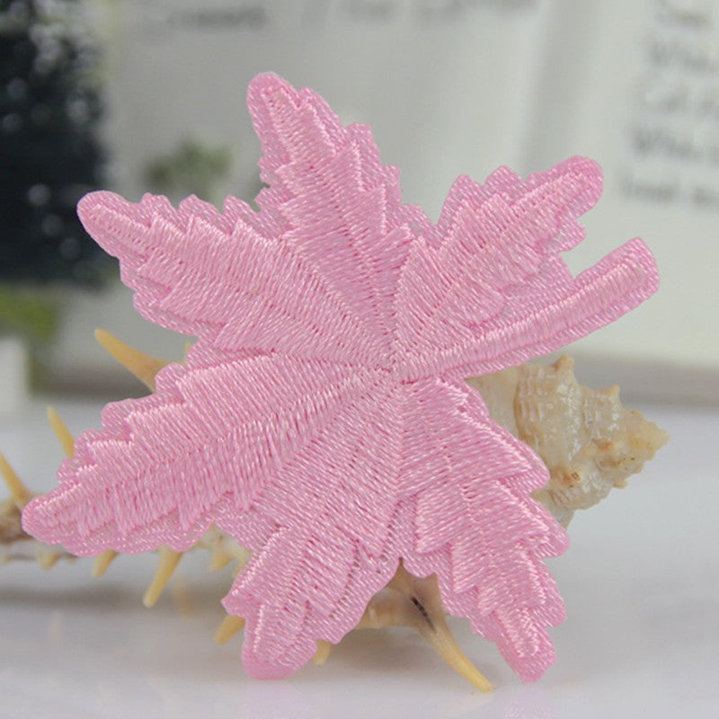 Cute 2 pcs Mixed Colors Fabric Sticker Patches Embroidered Iron on Patch Maple Leaf Sticker Garment Clothing Applique