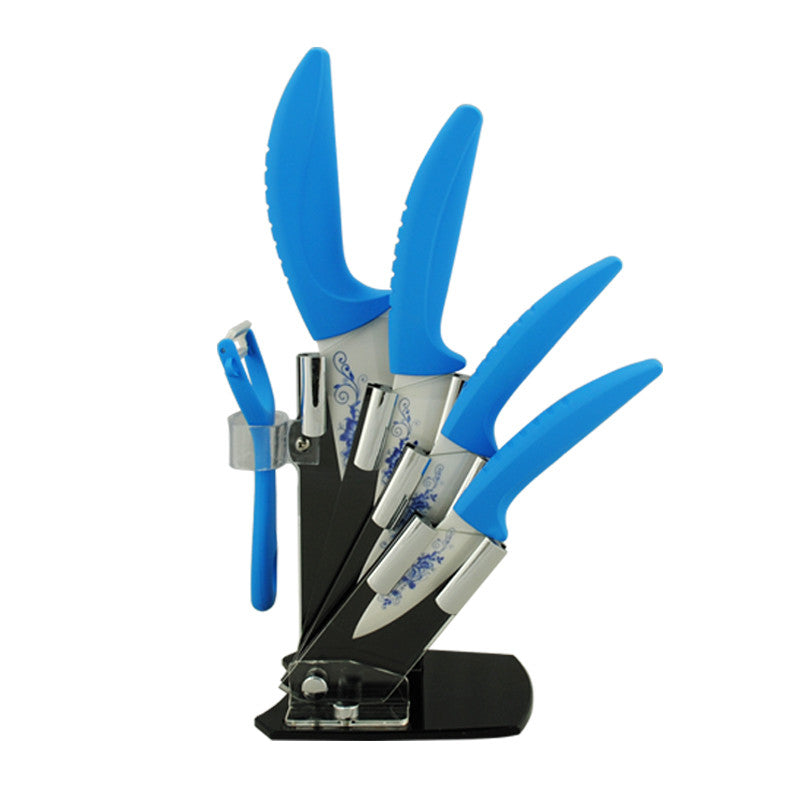 Beautiful acrylic kitchen ceramic knife holder, kitchen knife stand block for 3'' 4'' 5'' 6'' knives with one peeler