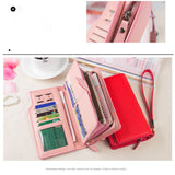 High-capacity candy-colored zipper wallet High quality Leather Handbag button Cross-shaped long section Wallets