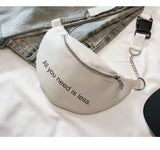 Zipper PU Leather Fanny Pack Women Shoulder Chest Bag Lady Belly Belt Bag Multifunctional Waterproof Waist Pack Black White